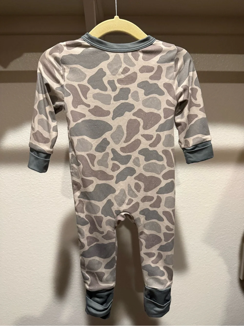 BURLEBO Olive & Taupe Camo Zip Footed One-Piece